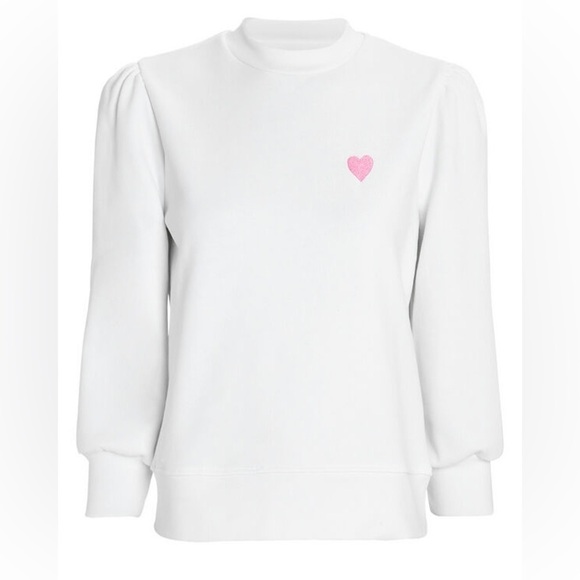 RÉSUMÉ Intermix Resume Puff Sleeve Crewneck Sweatshirt Embroidered Heart size xs - Picture 1 of 8